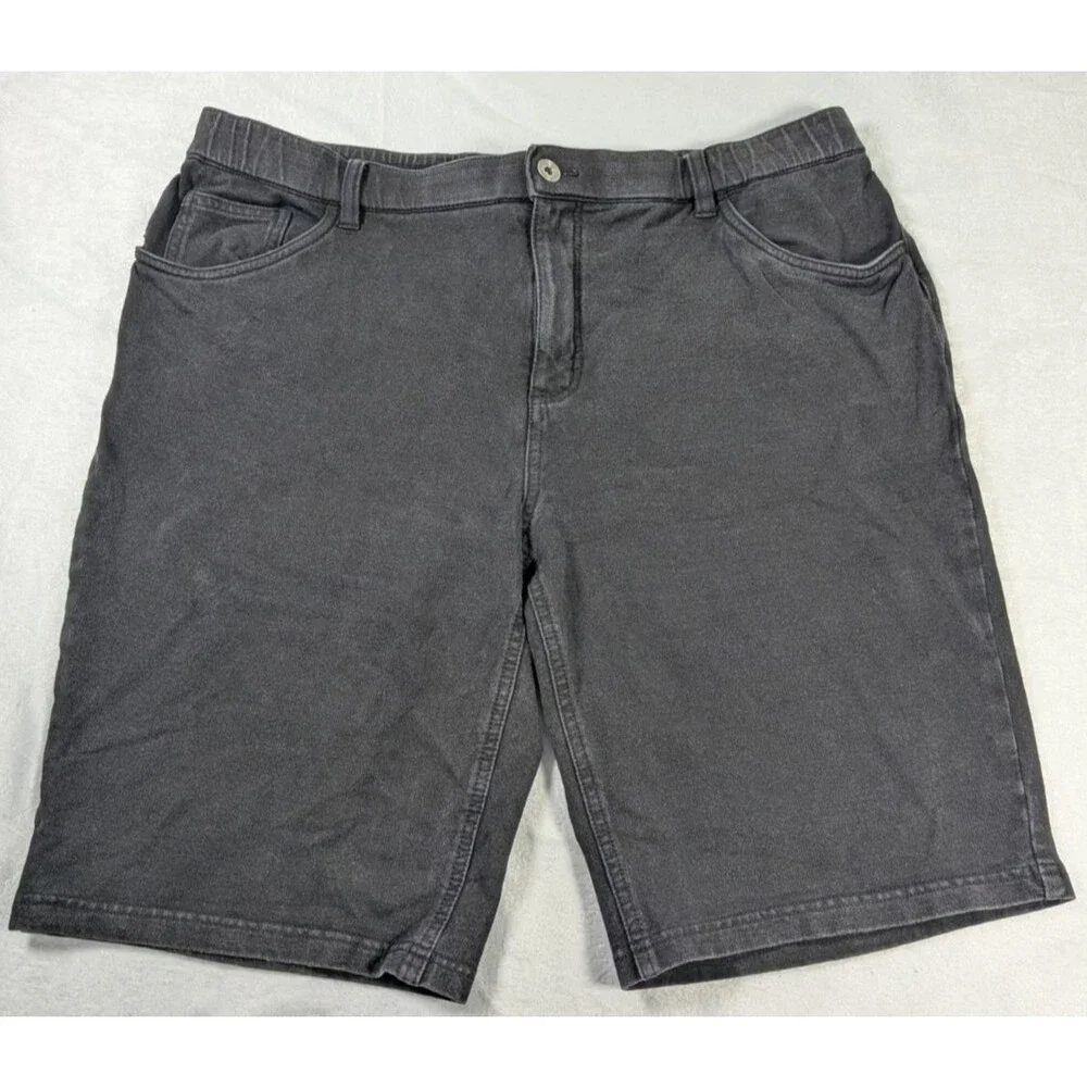 D&Co Denim + Company Womens 16 Black Denim Bermuda Shorts Stretch Knee Length